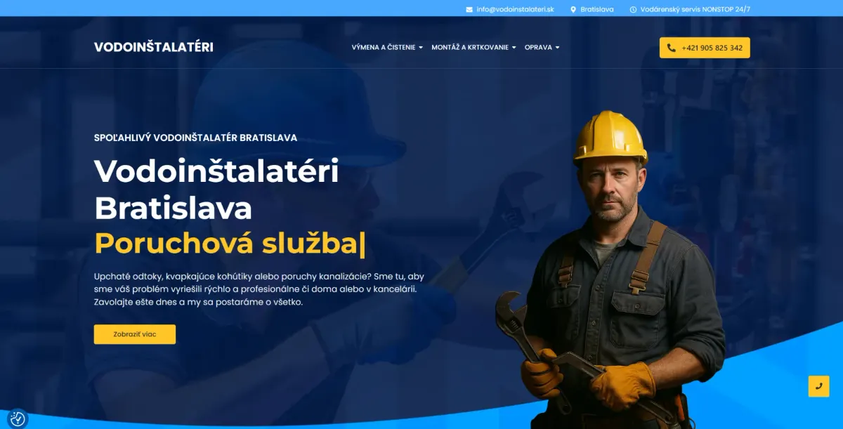 Úvodná stránka Vodoinštalatéri Bratislava